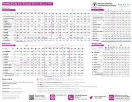 FRANKLIN LINE Schedule Effective May 23, 2016