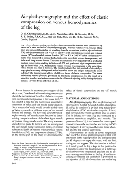 Mr-Plethysmography and the Effect of Elastic Compression on Venous Hemodynamics of the Leg