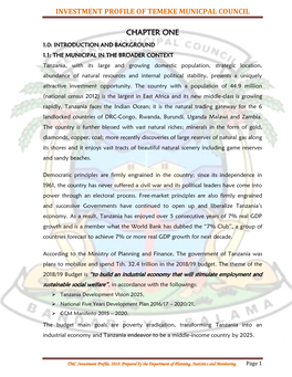 Investment Profile of Temeke Municpal Council