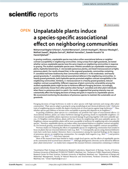 Unpalatable Plants Induce a Species-Specific Associational Effect