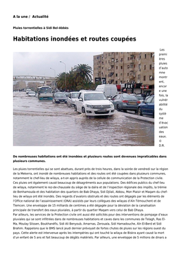 Habitations Inondées Et Routes Coupées