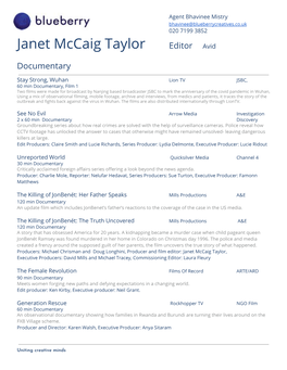 Janet Mccaig Taylor Editor Avid