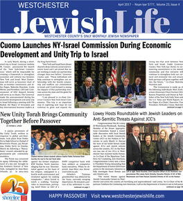 Cuomo Launches NY-Israel Commission During Economic Development and Unity Trip to Israel in Early March, During a Whirl- the King David Hotel