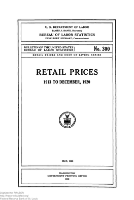 Retail Prices, 1913 to December 1920