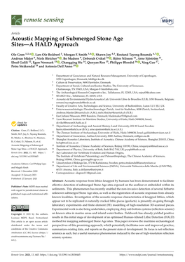 Acoustic Mapping of Submerged Stone Age Sites—A HALD Approach