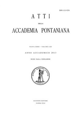 Atti Dell'accademia Pontaniana Anno 2013