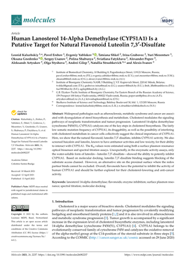 Human Lanosterol 14-Alpha Demethylase (CYP51A1) Is a Putative Target for Natural Flavonoid Luteolin 7,30-Disulfate