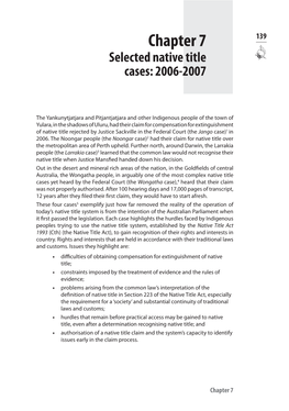 Chapter 7 139 Selected Native Title Cases: 2006-2007