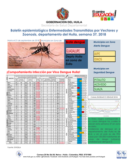 GUADALUPE AIPE Virus Dengue Depto Huila Virus Zika Virus Chikunguña En Zona De ISNOS Transmitidos Por Aedes Aegipty
