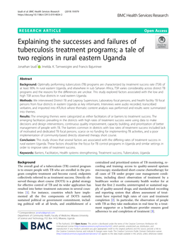 A Tale of Two Regions in Rural Eastern Uganda Jonathan Izudi* , Imelda