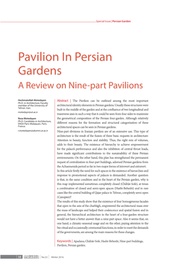Pavilion in Persian Gardens a Review on Nine-Part Pavilions