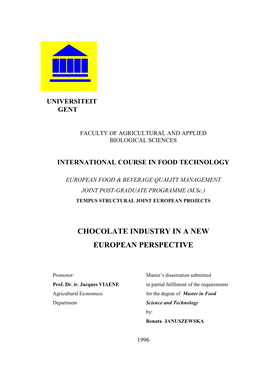 Chocolate Industry in a New European Perspective