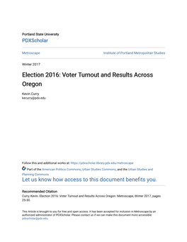 Election 2016: Voter Turnout and Results Across Oregon