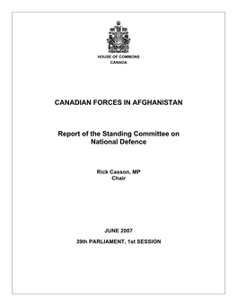 CANADIAN FORCES in AFGHANISTAN Report of The