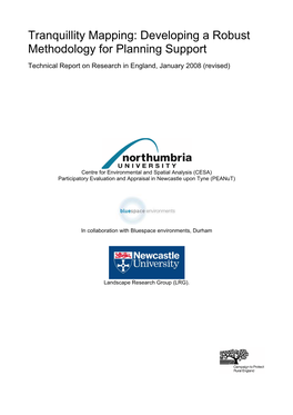 Tranquillity Mapping: Developing a Robust Methodology for Planning Support