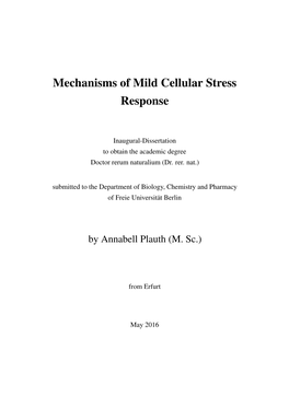 Mechanisms of Mild Cellular Stress Response