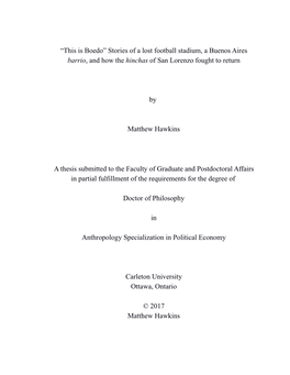 “This Is Boedo” Stories of a Lost Football Stadium, a Buenos Aires Barrio, and How the Hinchas of San Lorenzo Fought to Return