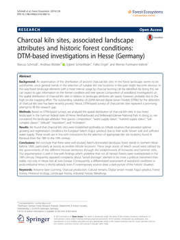 Charcoal Kiln Sites, Associated Landscape Attributes and Historic Forest Conditions: DTM-Based Investigations in Hesse (Germany)
