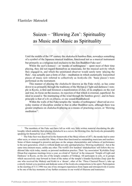 Suizen – 'Blowing Zen': Spirituality As Music and Music As Spirituality