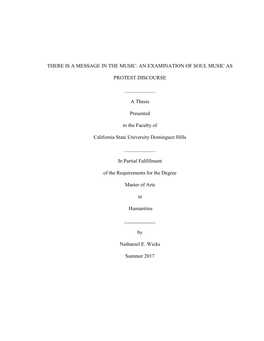 An Examination of Soul Music As Protest Discourse