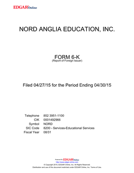 Nord Anglia Education, Inc