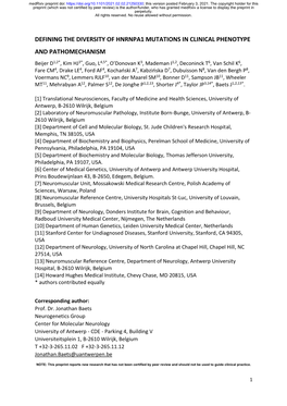 Defining the Diversity of Hnrnpa1 Mutations In