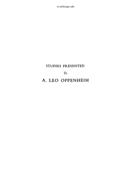 A. LEO OPPENHEIM Oi.Uchicago.Edu Oi.Uchicago.Edu