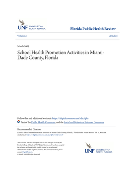 School Health Promotion Activities in Miami-Dade County, Florida,