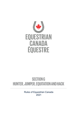 Section G Hunter, Jumper, Equitation and Hack