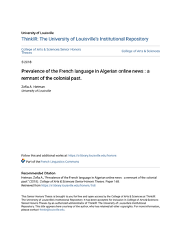 Prevalence of the French Language in Algerian Online News : a Remnant of the Colonial Past