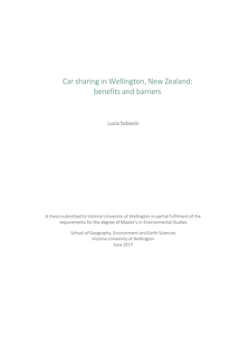 Car Sharing in Wellington, New Zealand: Benefits and Barriers