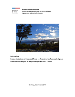 Informe Final Propuesta De Uso De Propiedad Fiscal En Relación a Los Pueblos Indígenas Isla Navarino – Región De Magallanes Y La Antártica Chilena