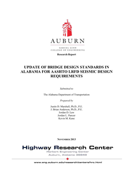 Update of Bridge Design Standards in Alabama for Aashto Lrfd Seismic Design Requirements