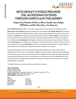 The Jacksonian Extends Through March 25 in the Audrey