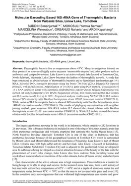 Molecular Barcoding Based 16S Rrna Gene of Thermophilic Bacteria