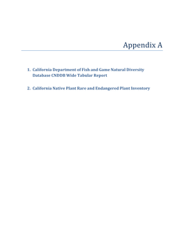 CCNDDB Wide Tabular Report & Rare & Endangered Plant Inventory