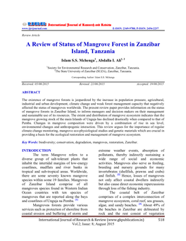 A Review of Status of Mangrove Forest in Zanzibar Island, Tanzania