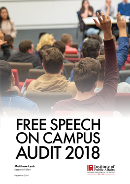 FREE SPEECH on CAMPUS AUDIT 2018 Matthew Lesh Research Fellow