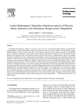 Subsurface Lithofacies Analysis of Miocene Deltaic Sediments in the Himalayan±Bengal System, Bangladesh