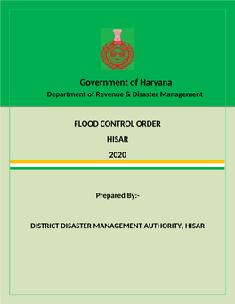 Flood Control Order Hisar 2020