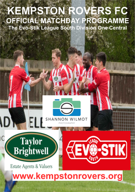 KEMPSTON ROVERS FC OFFICIAL MATCHDAY PROGRAMME the Evo-Stik League South Division One Central