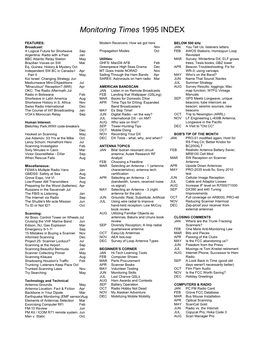 Monitoring Times 1995 INDEX