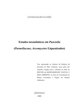 Estudos Taxonômicos Em Punctelia (Parmeliaceae, Ascomycetes Liquenizados)
