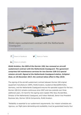 RUAG Signs Sustainment Contract with the Netherlands Coastguard