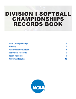 Division I Softball Championships Records Book