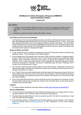 UNMEER) External Situation Report 20 April 2015