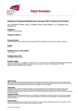 Designing and Engineering Methylorubrum Extorquens AM1 for Itaconic Acid Production