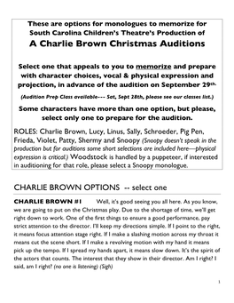 A Charlie Brown Christmas Auditions