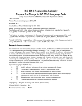 ISO 639-3 Code Split Request Template