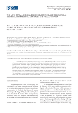 A Chimera-Like Fossil Crustacean Interpreted As Decapoda, Stomatopoda, Amphipoda and Finally Isopoda Paula G. Pa